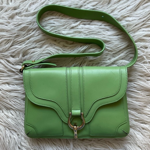 Kate Spade Sutton Gavin Green Leather Y2K 2000s Hook Closure Small Shoulder Bag - Picture 1 of 11
